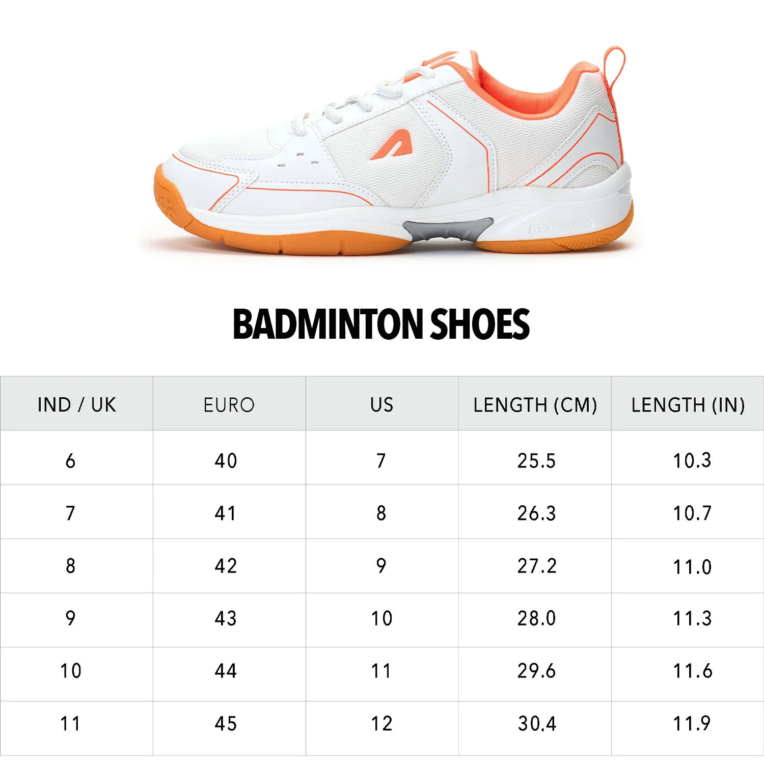 Archer Badminton Shoes - White/Orange - Image 8