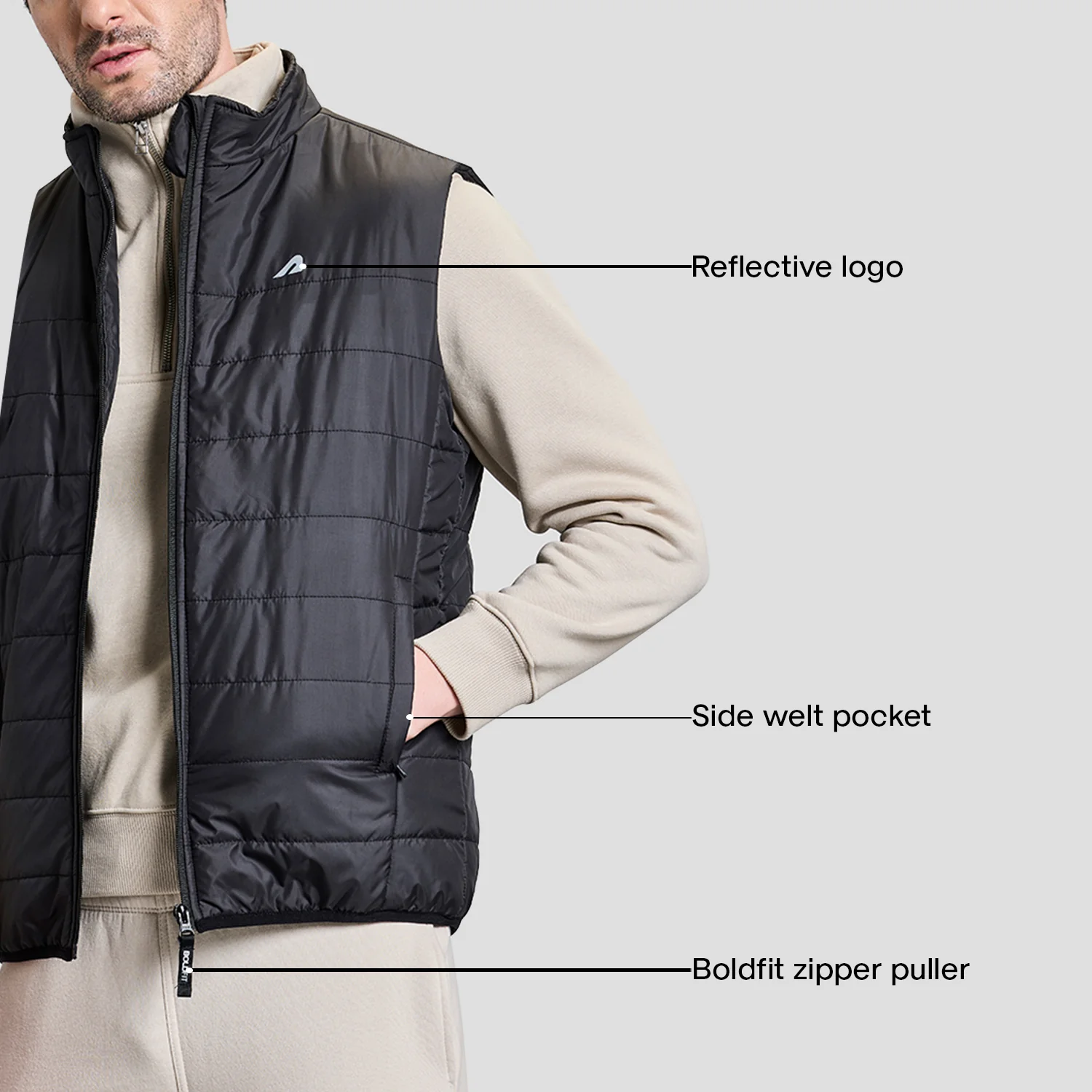 Alpine Mens Sleeveless Jacket - Black - Image 3