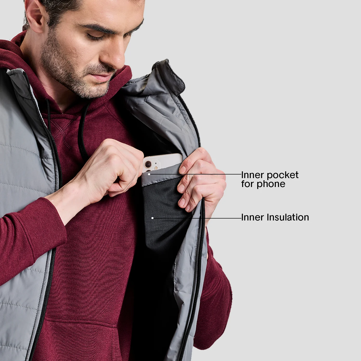 Alpine Mens Sleeveless Jacket - Grey - Image 4