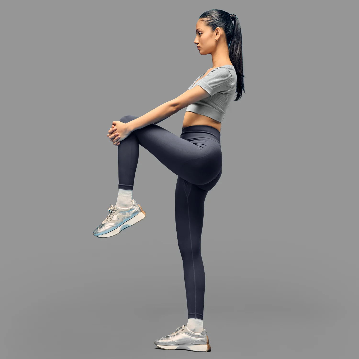Limitless snatched ribbed waistband & Ruched back legging - GREY - Image 5