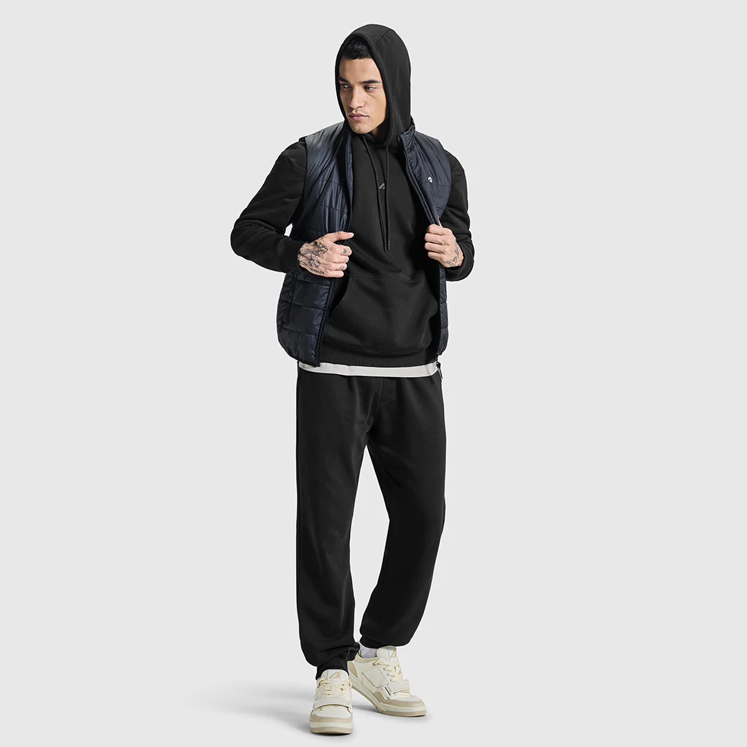 MEN BLACK KANGROO POCKET HOODIE - Image 5