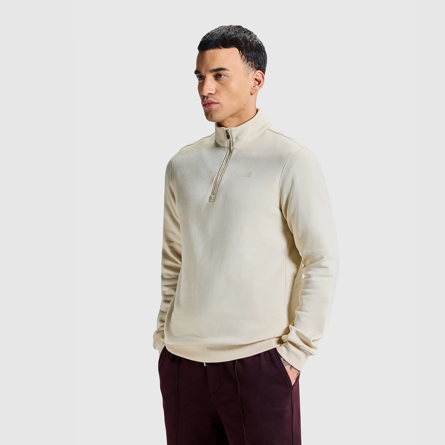 Men Whitecap Grey Half Zipper Jacket - Image 2