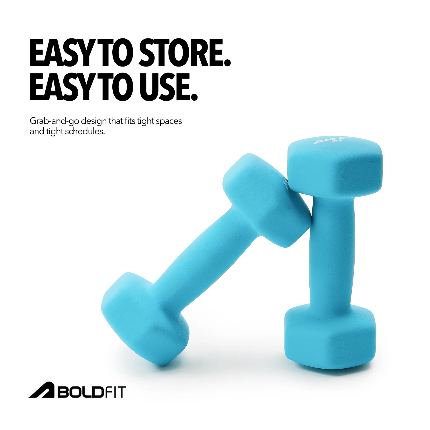 Boldfit Neoprene Dumbbells 3kg Blue - Pack of 2 - Image 3