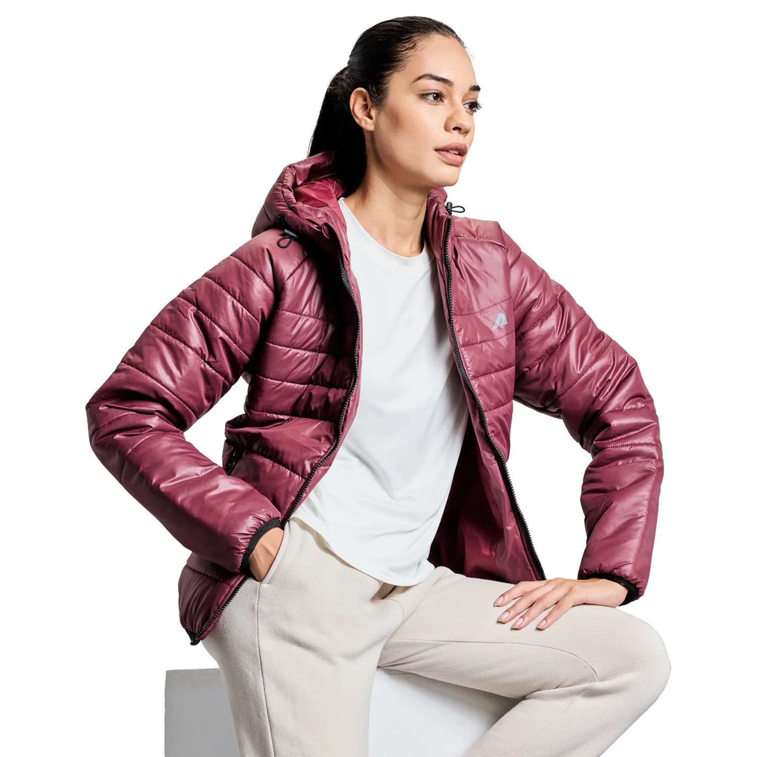 Polar Womens Puffer Jacket - Windsor Wine - Image 5