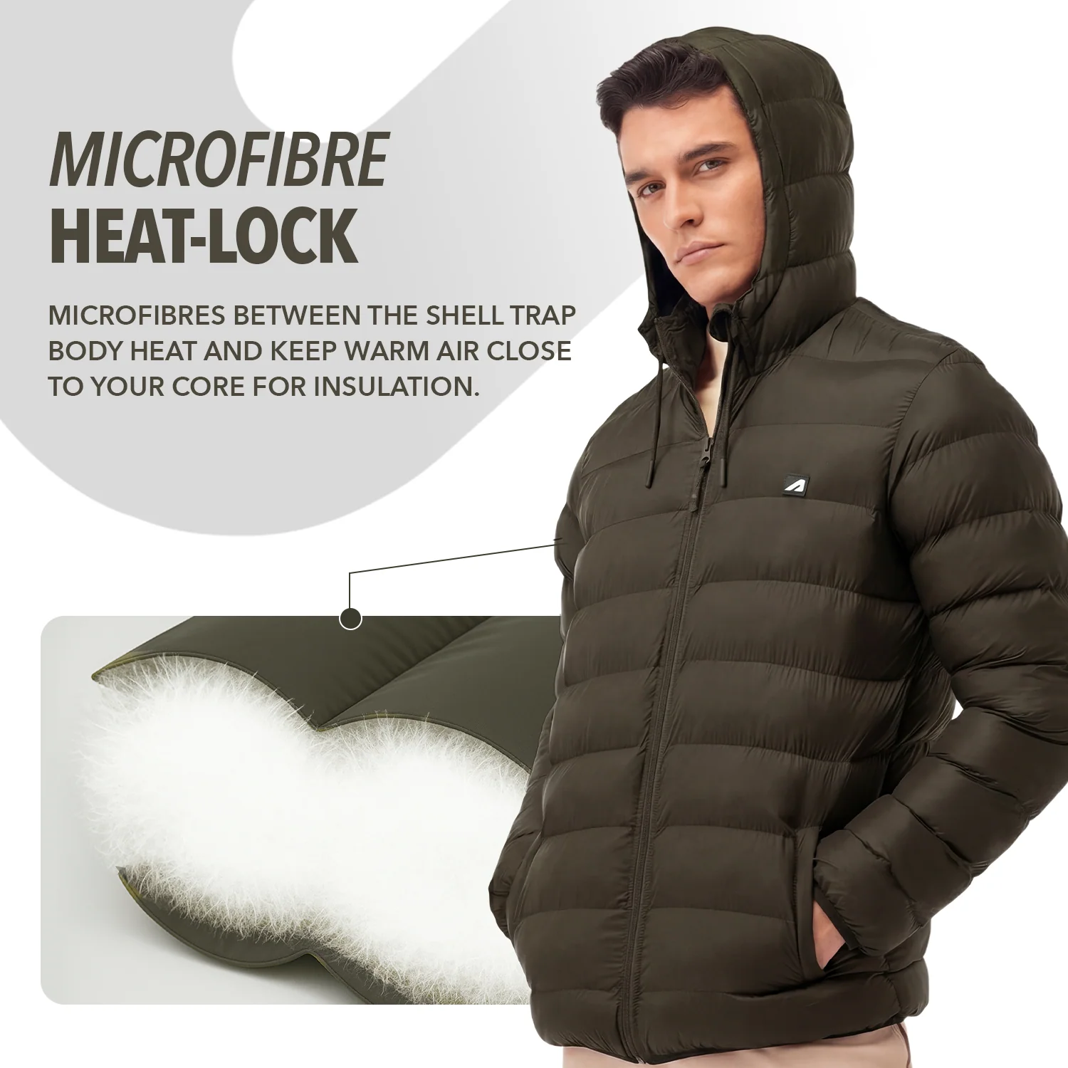 Sherpa Nylon Puffer Jacket -Olive - Image 4