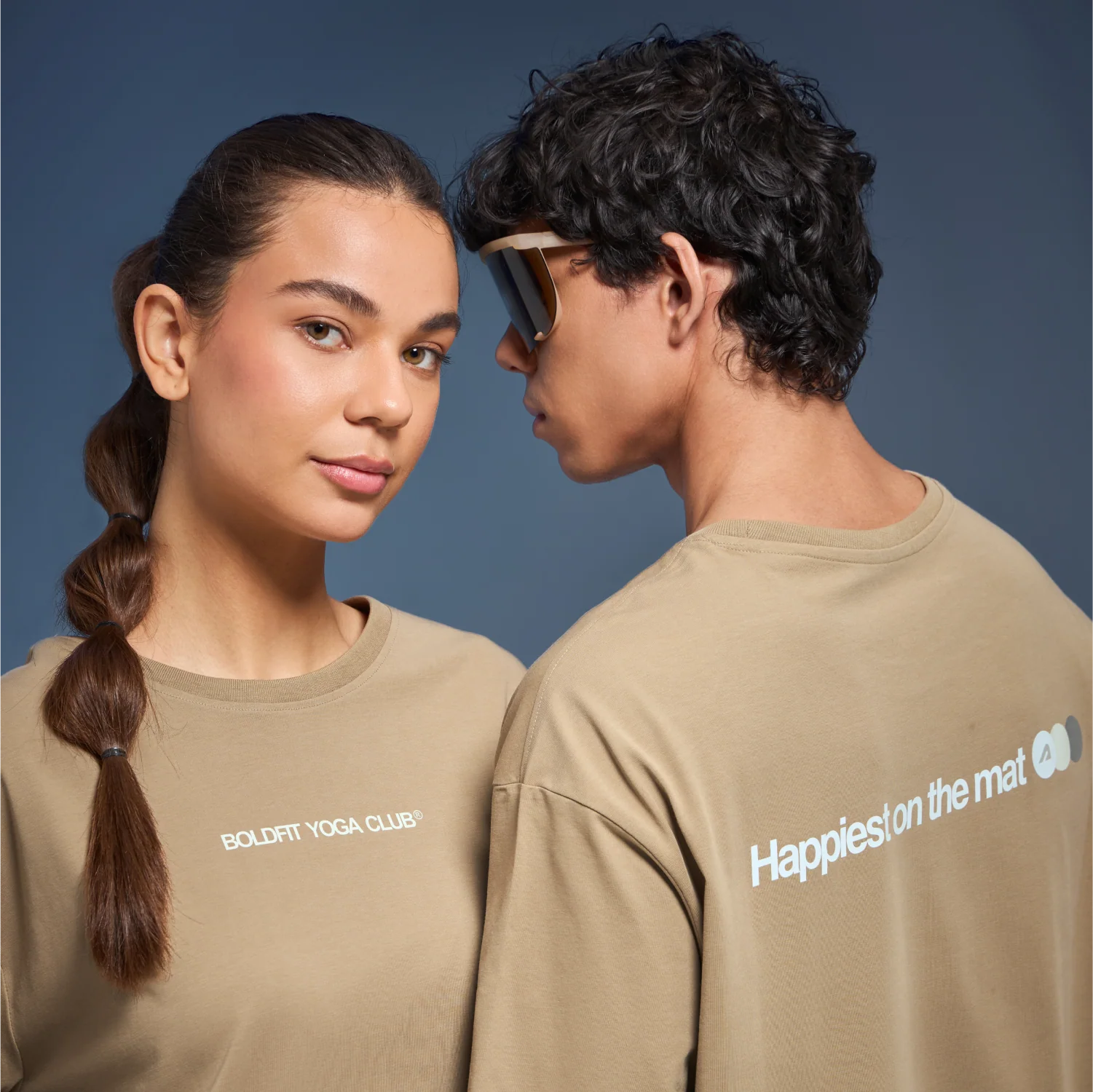 Graphic Tee Unisex Beige- Happiest On The Mat - Image 4