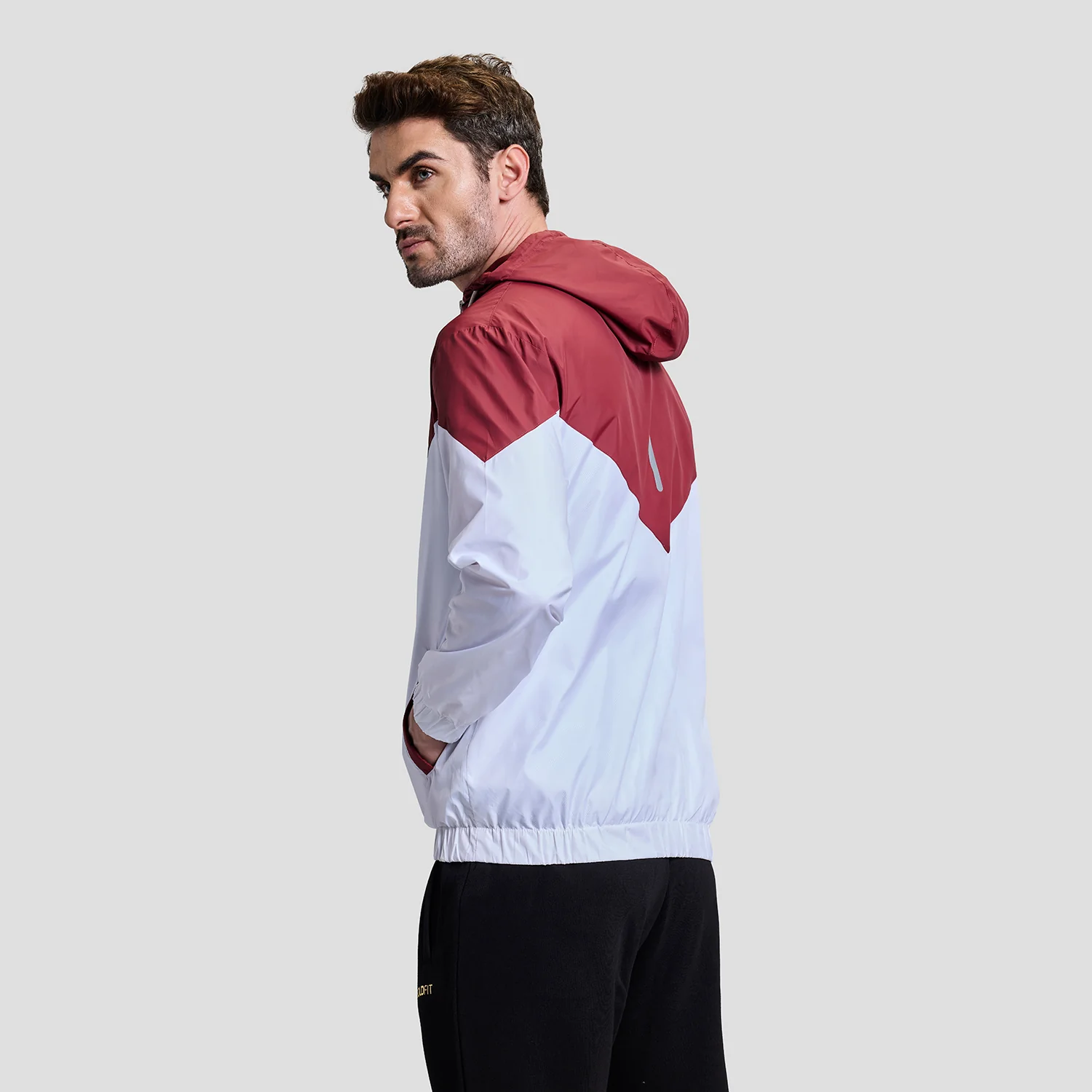 Windrush Mens Windcheater - Maroon/White - Image 3