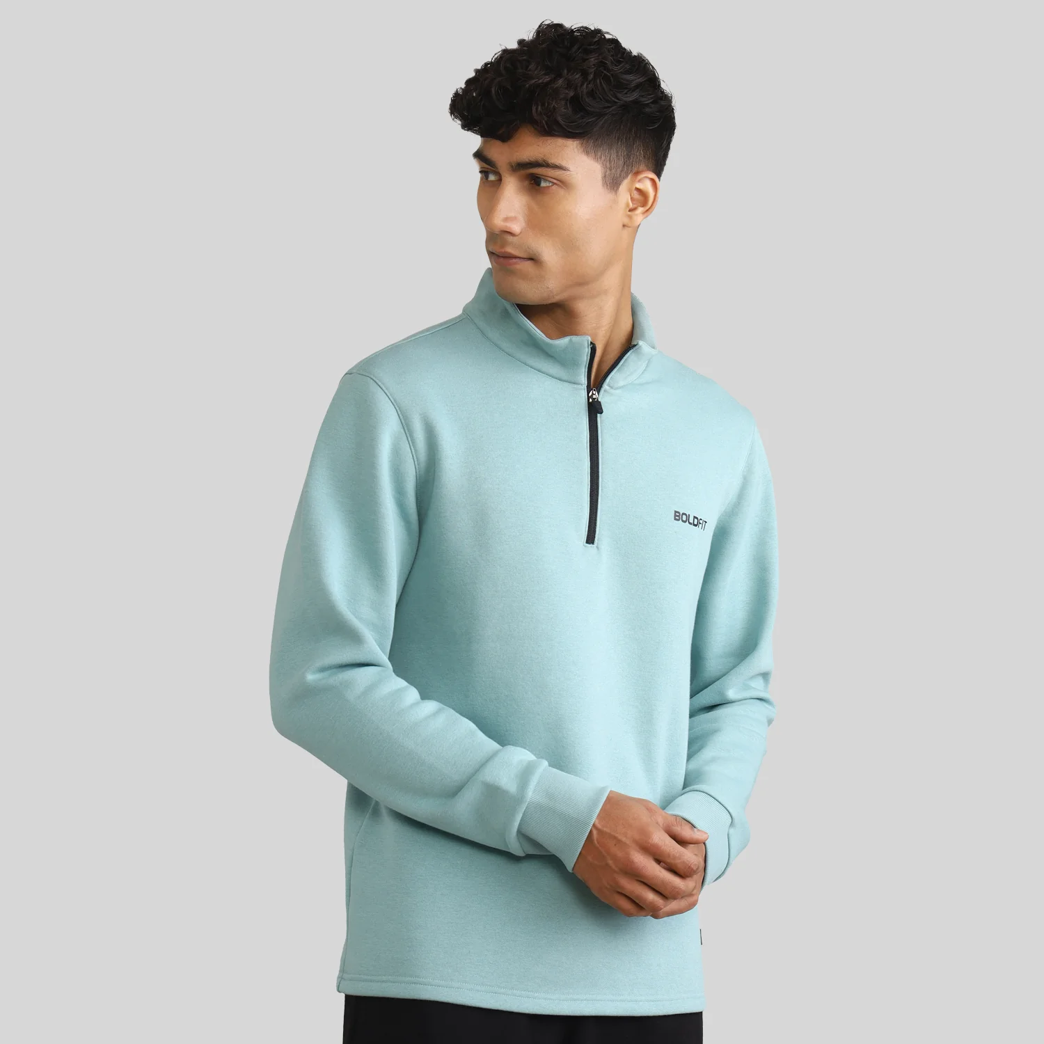 Half-zipper Sweatshirt for Men - Black - Image 7