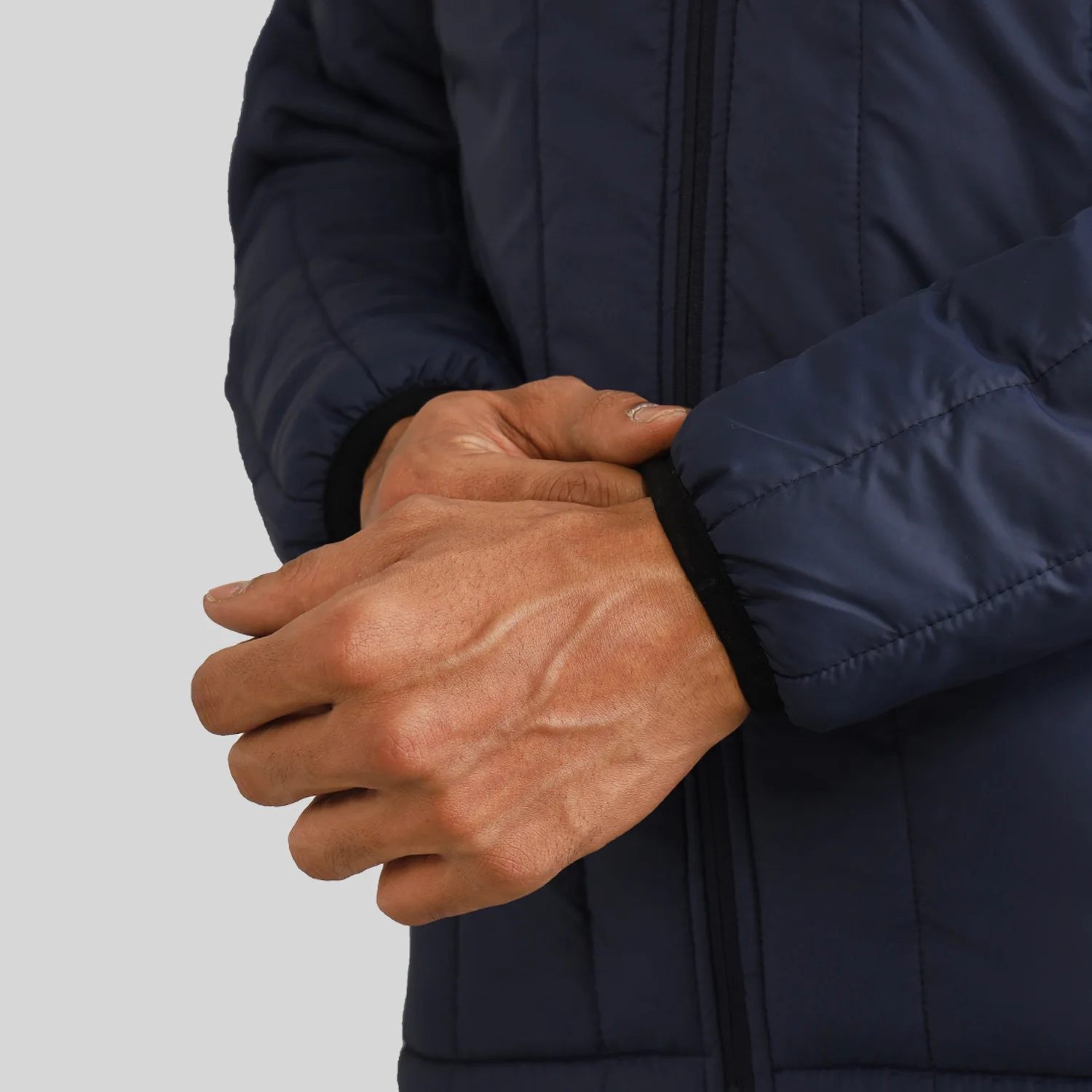Mens Winter Bomber Jacket - Blue/Grey - Image 3